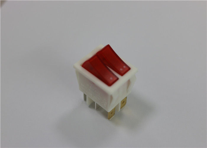 Mini 4/6 Pins Red Illuminated Rocker Switch , Waterproof Led Rocker Switch